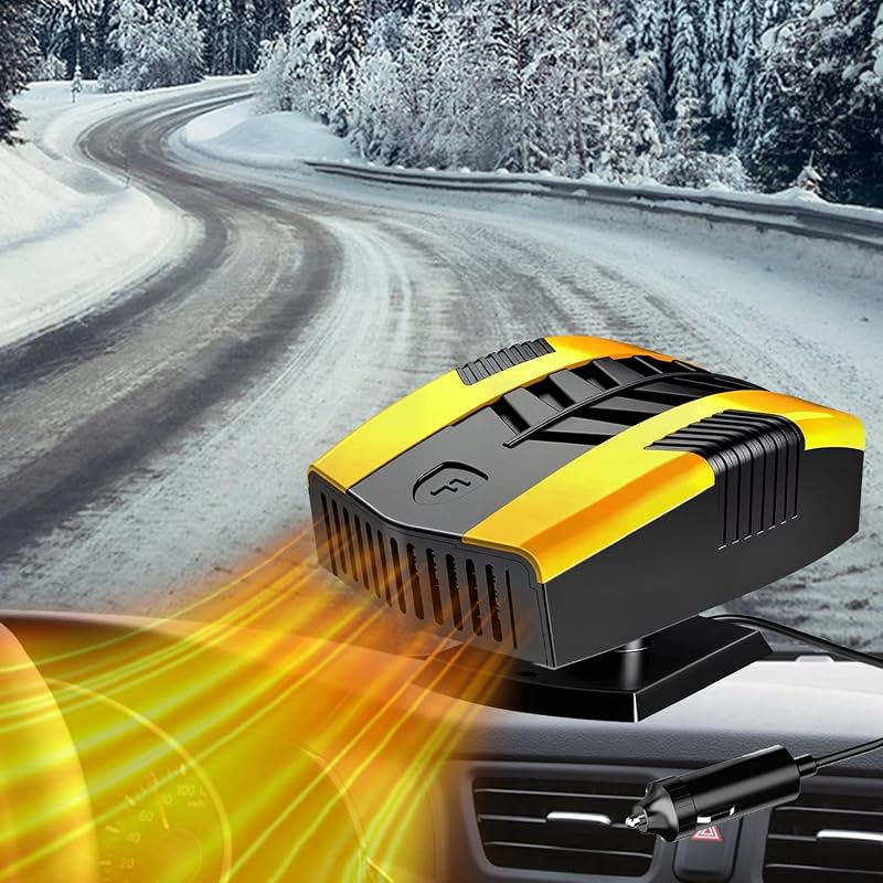 Aquecedor Automotivo Clmlifebare 12 V com Função de Desembaçador e Ventilação – Amarelo