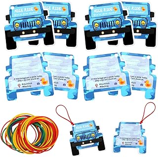 60pcs Duck Tags, Small Cruising Rubber Duck Tag with Hole and Rubber Band Ducking Game Card Car Shaped Cruising Duck Tags(Blue)