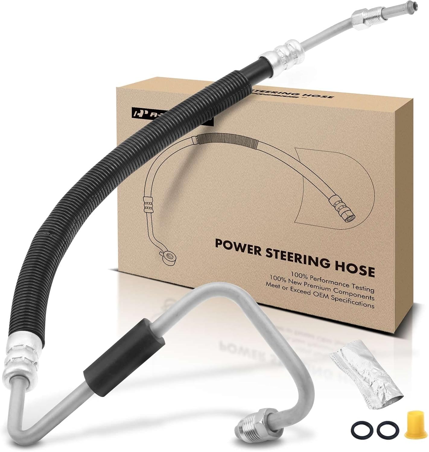 APremium Power Steering Pressure Hose Line Assembly, with Gasket, Pump