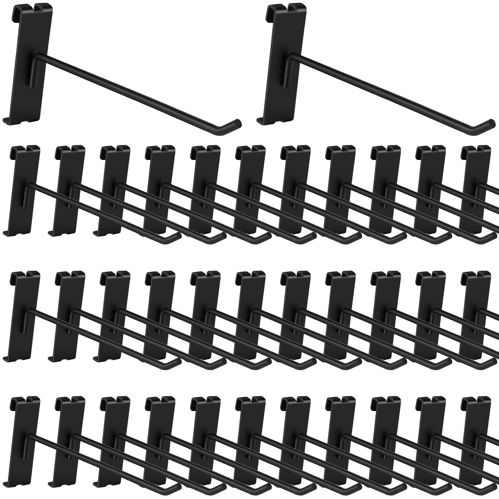 Waltool 20Pcs Gridwall Hooks, Metal Grid Panel Hanging Peg Hooks, Grid Wall Accessory for Clothes Storage, Home Organization, Retail Display (Black, 8"/20CM)