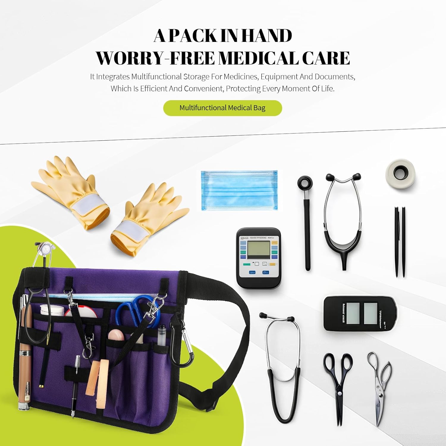 Nurse Fanny Pack with Stethoscope Holder - Nursing Fanny Pack for Nurses, Nurse Pocket Organizer, Medical Bags for Nurses, Utility Fanny Pack for Work, Teacher Tool Belt (Purple)