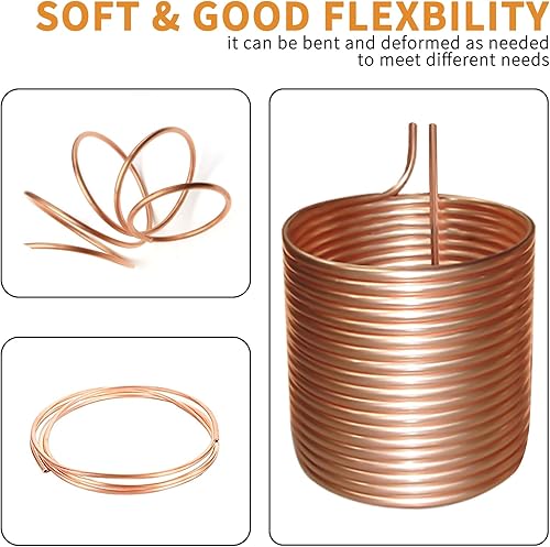 Miniatura 4 de ELECTRAPICK Tubo de cobre de 14 "de diámetro exterior x 0.195 pulgadas de diámetro interior x 25 pies, tubo de cobre puro tubo redondo tubo de metal