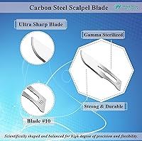 Vista 3 de 1 CUCHILLO DE ESCALPEL DE ACERO INOXIDABLE #3 CON 20 ESTRELLAS QUIRÚRGICAS ESTRELLAS #10 & #11 (MARCA HTI)