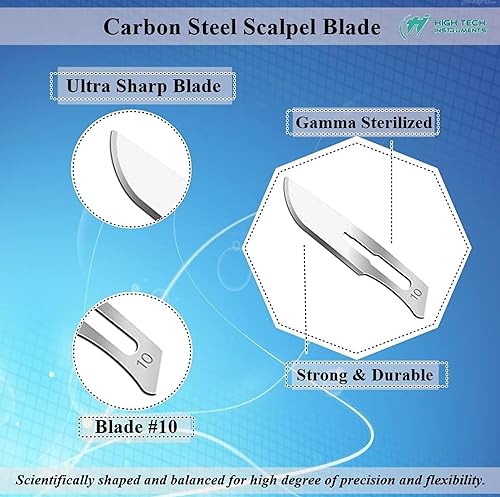 Miniatura 3 de 1 CUCHILLO DE ESCALPEL DE ACERO INOXIDABLE #3 CON 20 ESTRELLAS QUIRÚRGICAS ESTRELLAS #10 & #11 (MARCA HTI)