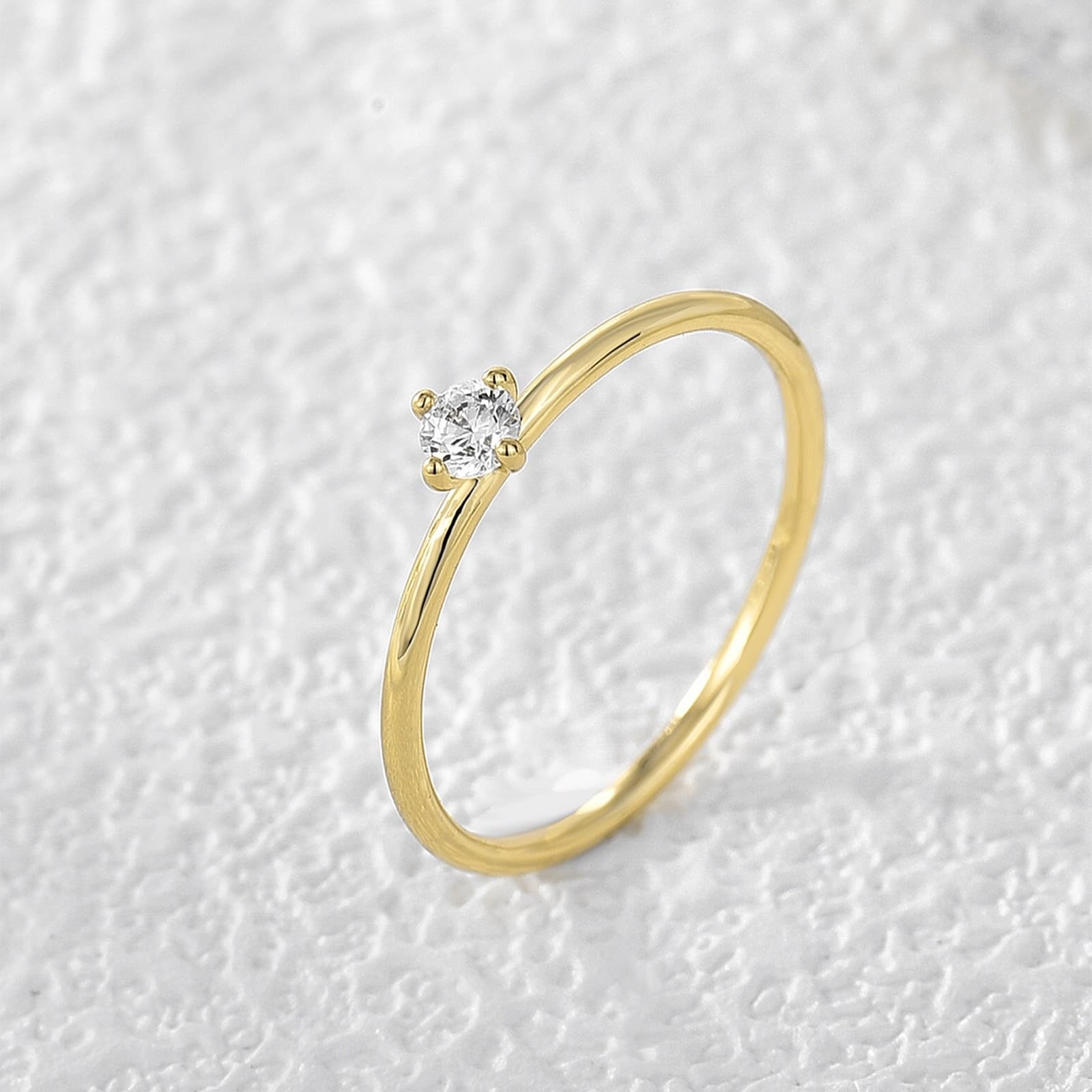 9-karatowe żółte złoto pierścionek damski Moissanit, Eternity Ring Solitaire 4 pazury