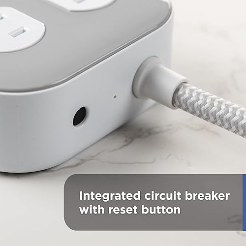 Miniatura 7 de GE UltraPro 84860 Protector SurGE de 10 tomas, 2100 julios, cable de extensión trenzado de 4 pies, enchufe plano, regleta de alimentación con tomas