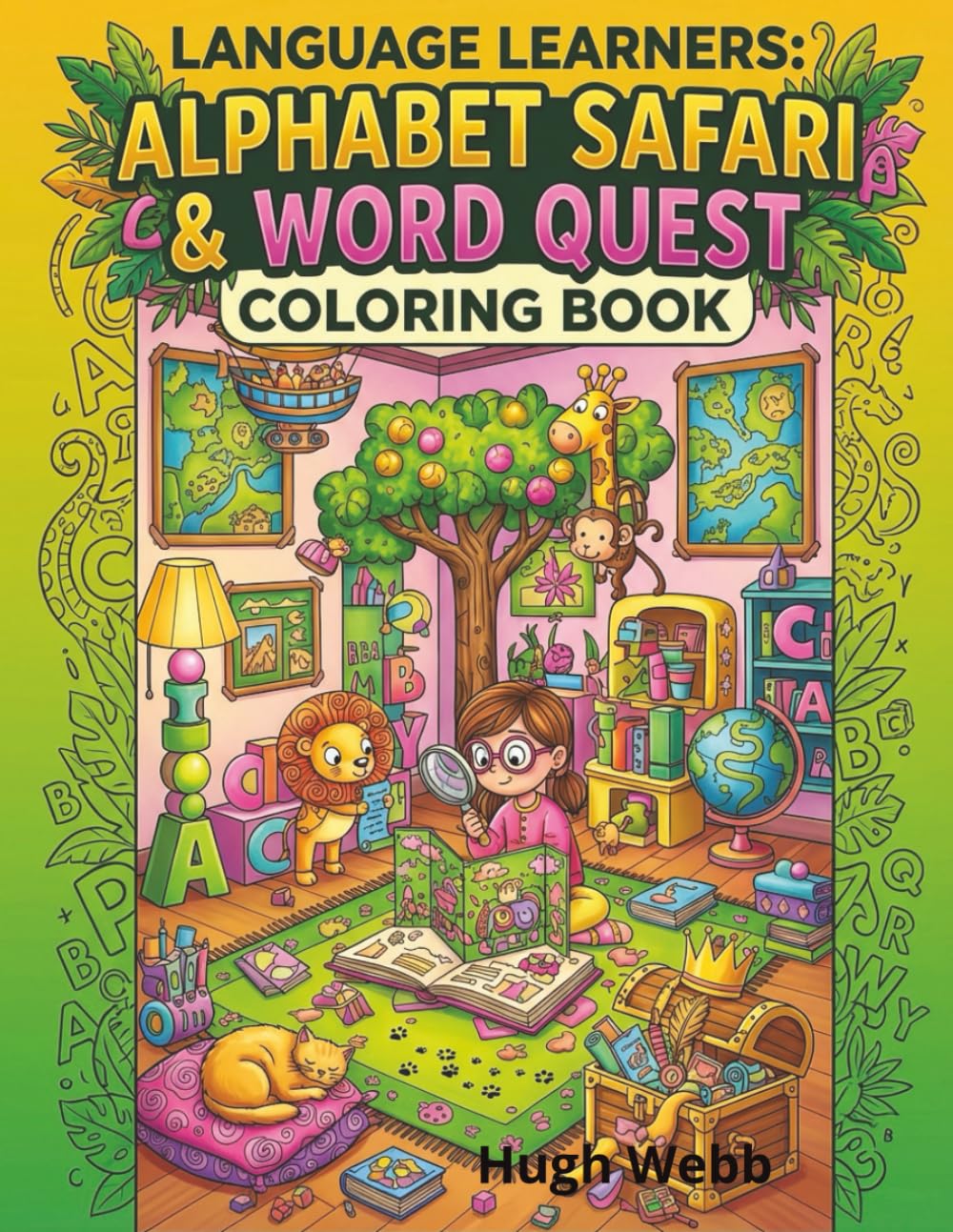 Language learners alphabet safari & word quest coloring book cover