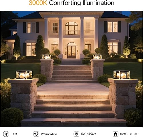 Miniatura 5 de Luces de poste duras con cable para exteriores, moderna luz de columna eléctrica de 11.8 pulgadas, lámpara de pilar grande impermeable de 3000 K de