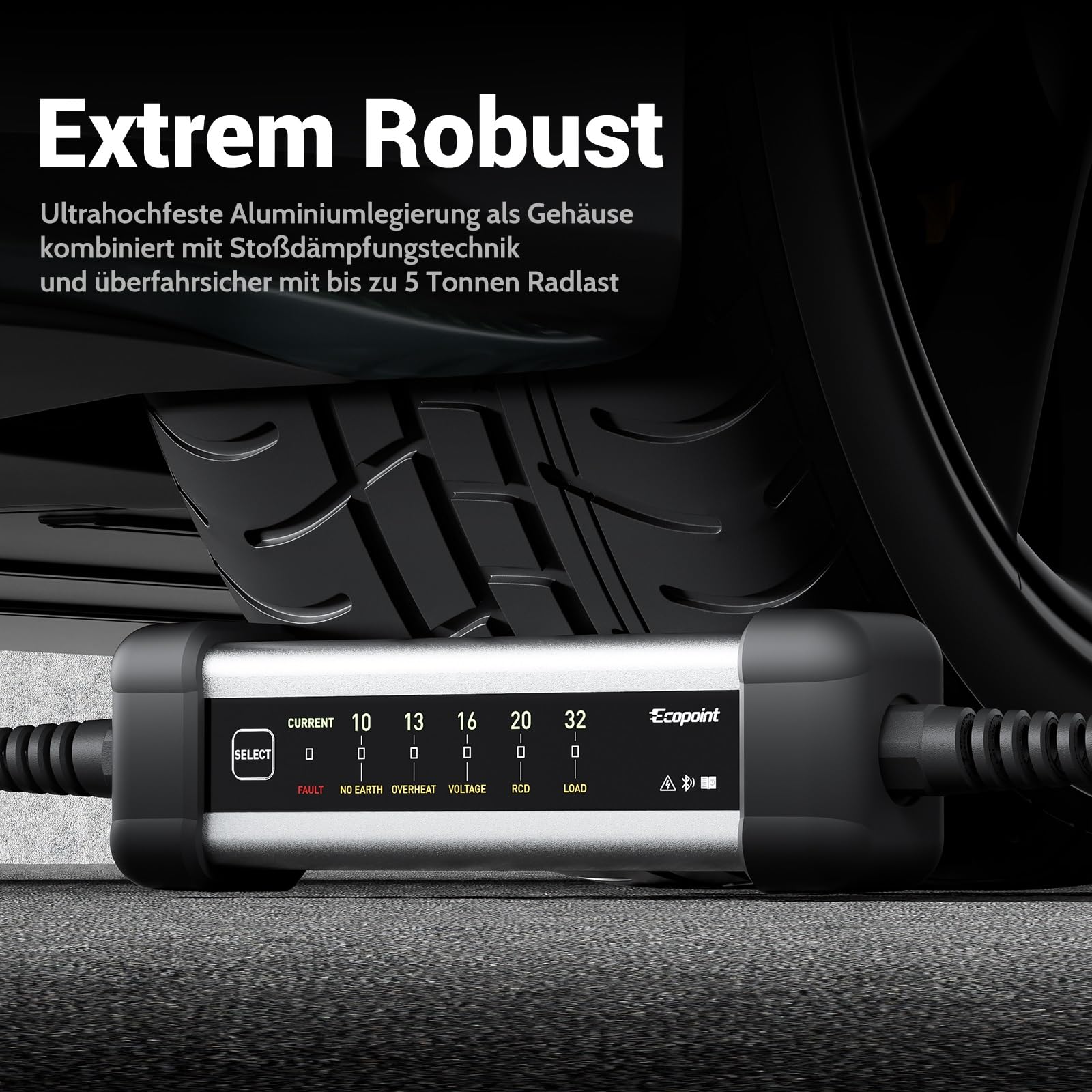 3-Phasen Mobile Wallbox 22kW mit APP, Typ 2, Aluminiumgehäuse, 5 m Ladekabel, EV Ladegerät mit CEE Stecker, IP66 Wasserdicht, Ladestation für alle EVs und PHEVs (10-32A, Spiralkabel)