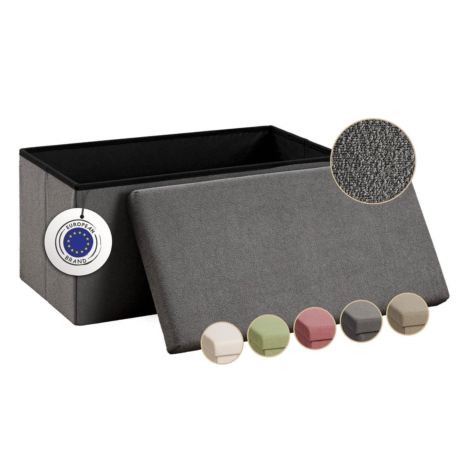 Laleni Coffre de Rangement Solide - Pouf Coffre Rangementt 76x38x38 cm - Banc Coffre Rangementt - Tabouret Rangementt - Storage Ottoman Teddy - Coffre Rangementt pour Enfants en Teddy Beige