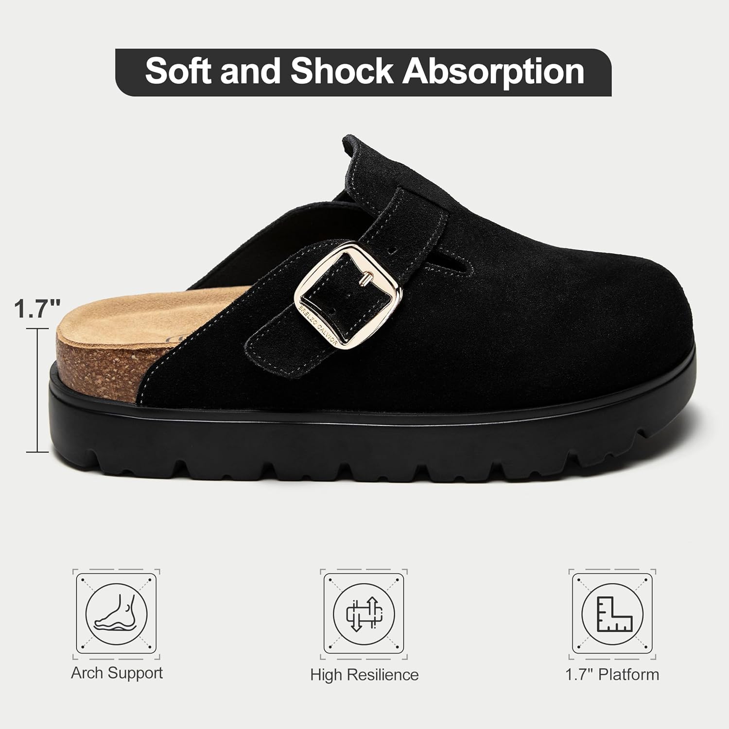 Women's Suede Clogs Non-Slip Potato Shoes Slip-On Mules Platform Sandals with Arch Support Adjustable Buckle - Image 4