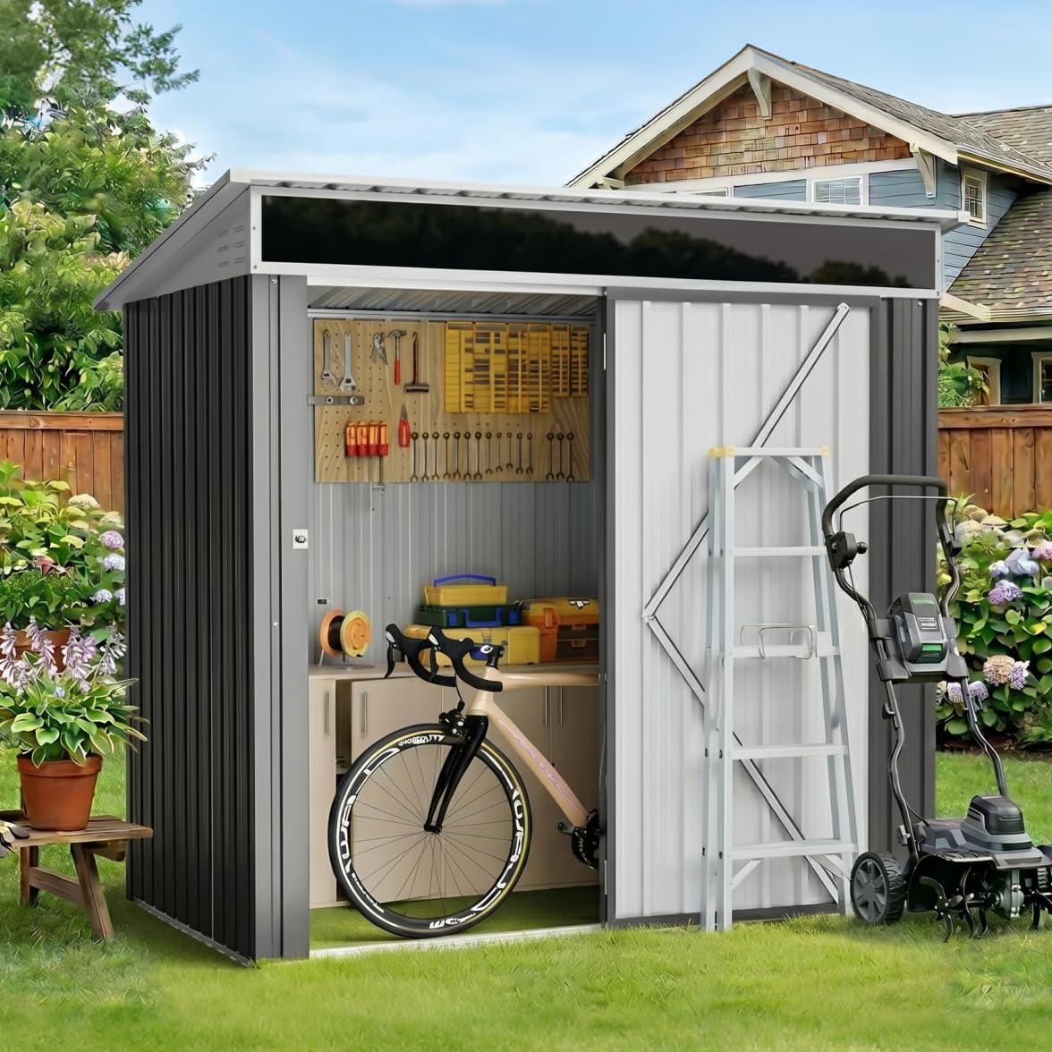 Amazon.com : Vongrasig 6x4 FT Outdoor Storage Shed, Metal Lean to