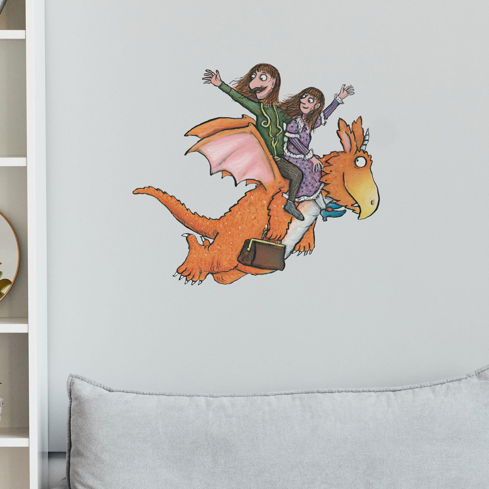 Stickerscape Zog With Gadabout And Pearl - Regular Zog Wall Stickers With Gadabout And Pearl - Regular | Gruffalo And Friends Wall Decor | Child's Bedroom | Easy To Apply, Cleanly Removable