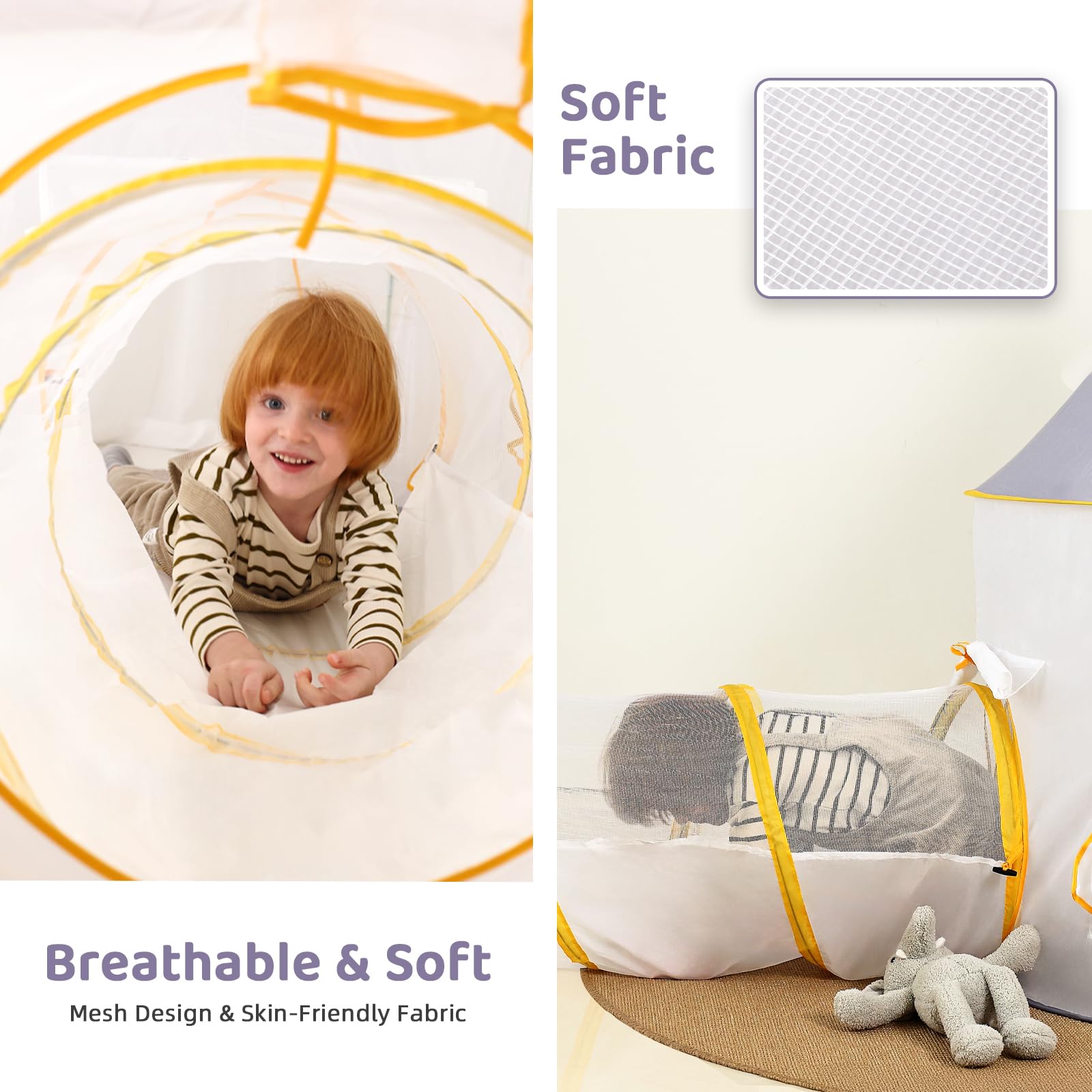 OOOK 5 PCS Play Tent with Tunnel and Ball Pit for Kids, Foldable Pop Up Tents Kids, Indoor & Outdoor Playground with Crawling Toys - Image 3