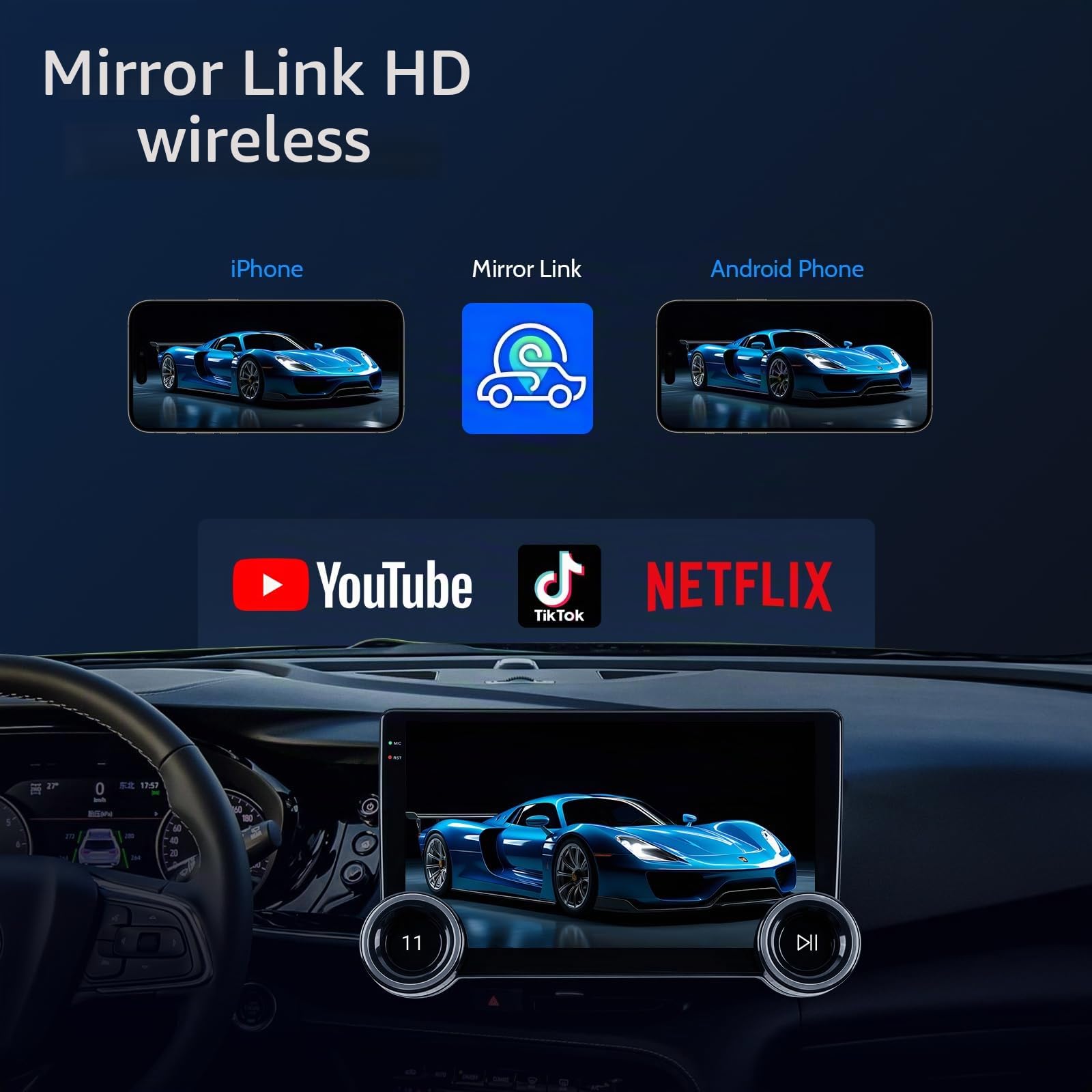 Haudio 2 DIN Autoradio,con Wireless CarPlay e Android Auto,10,1 pollici CarPlay audio,controllo vocale con telecamera di retromarcia, Bluetooth 5.0, GPS navigazione, Mirror Link