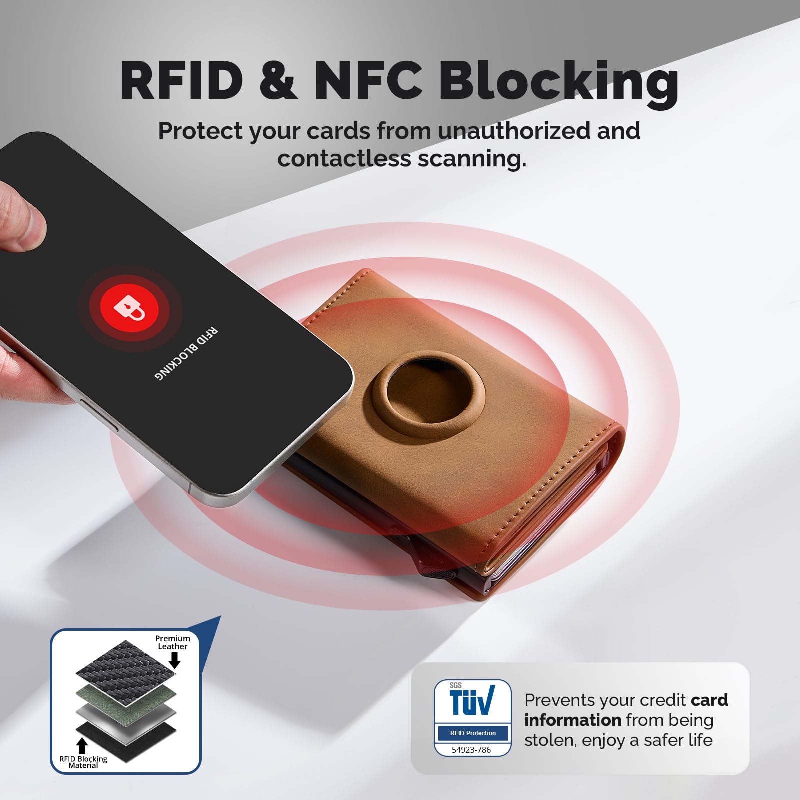 YESIIW Portafoglio Airtag Uomo, Super Compatto e Alta Capacità Pop up Porta Tessere Uomo per 12 Cartes & 15+ Banconote Portafoglio Uomo con Blocco RFID & Chiusura Magnetica, Portafoglio Slim