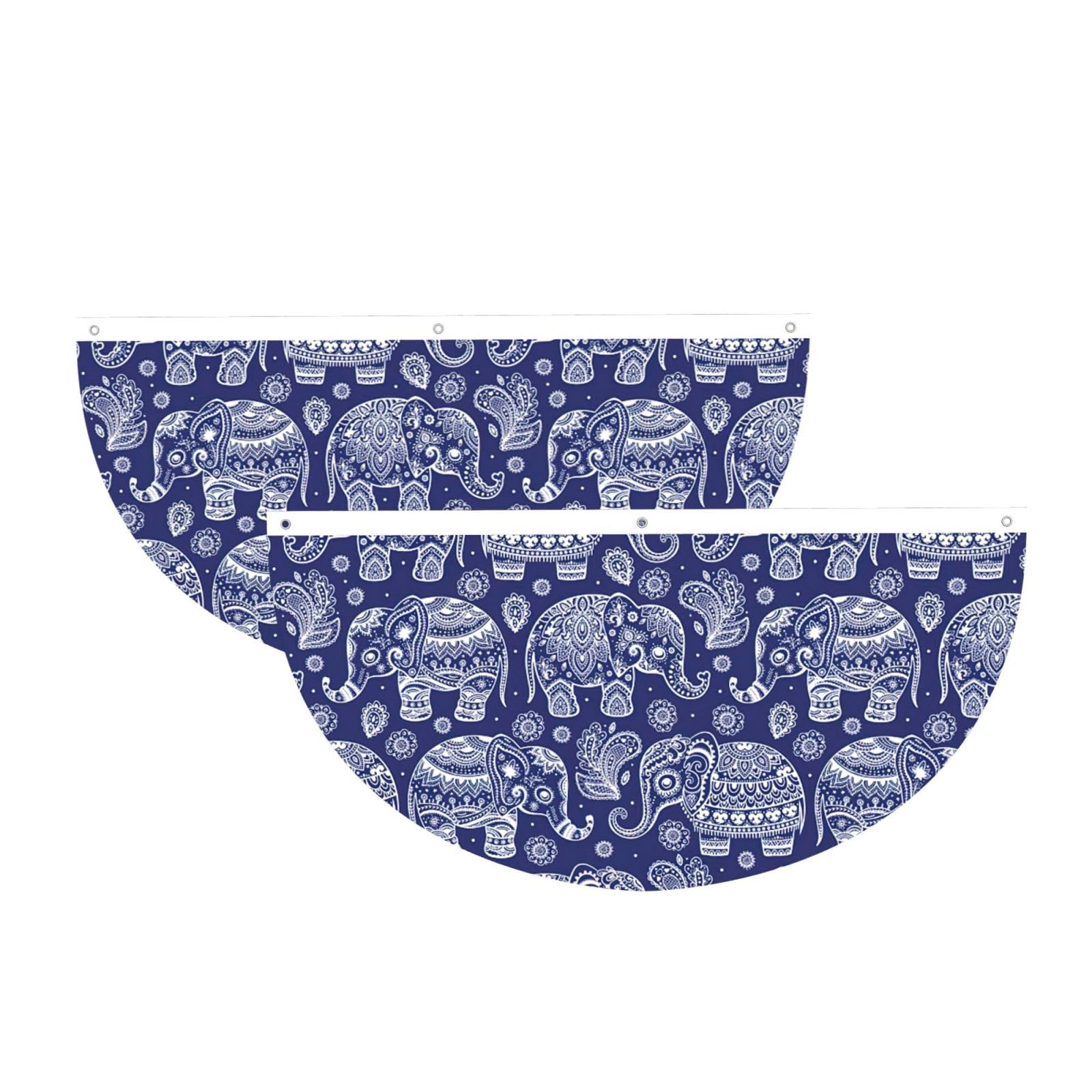 Bandera semicircular de elefante bohemio textil para colgar en pared