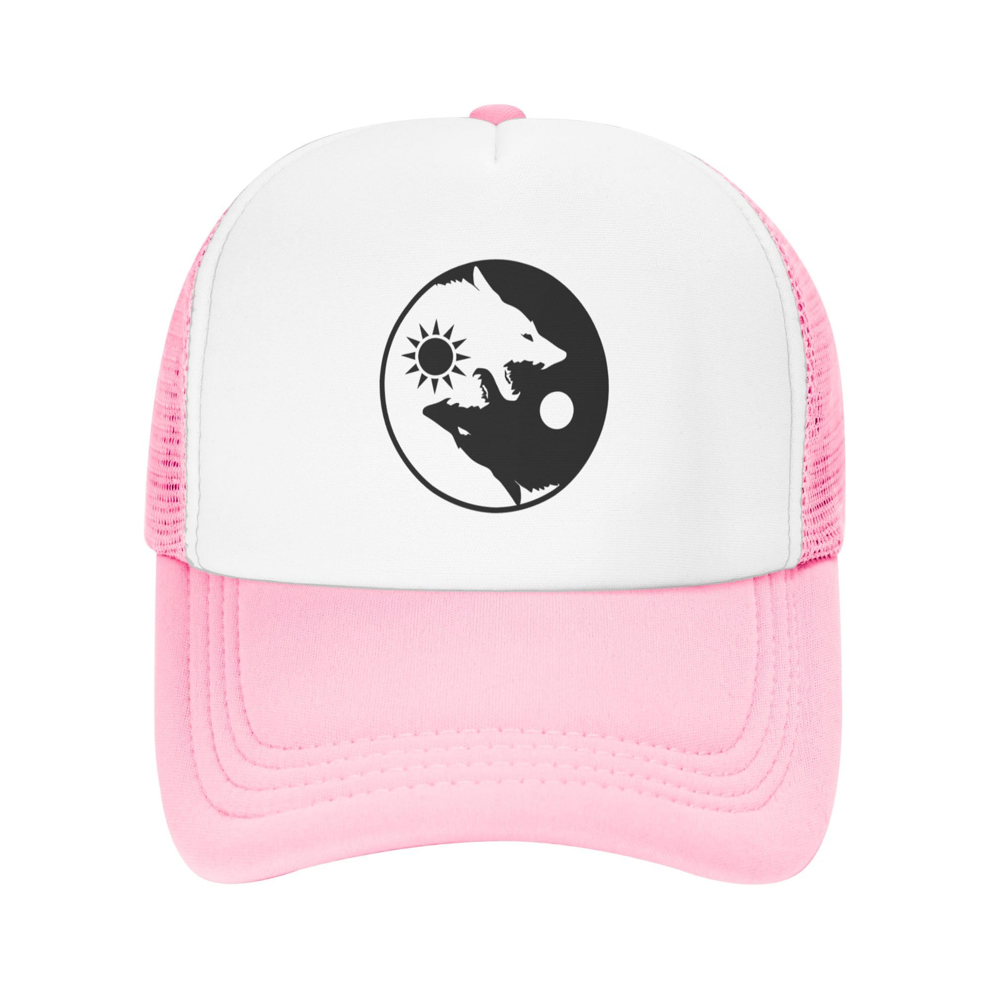 Yin Yang Wolf Lightweight Mesh Baseball Hat Fishing Sun Cap Outdoor Casual Cap Pink