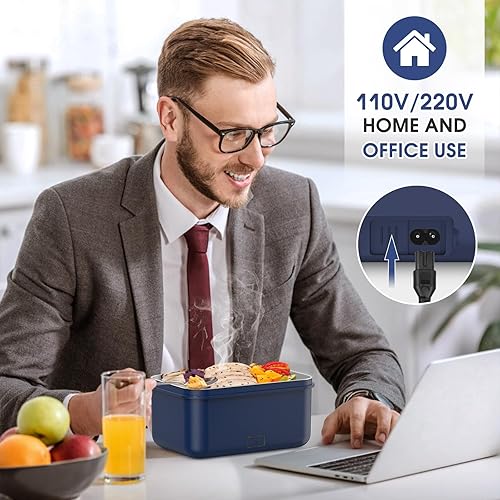 Miniatura 5 de Fiambrera eléctrica, calentador de alimentos 3 en 1, calentador de alimentos portátil de 100 W, a prueba de fugas, para adultos, automóvil, camión,