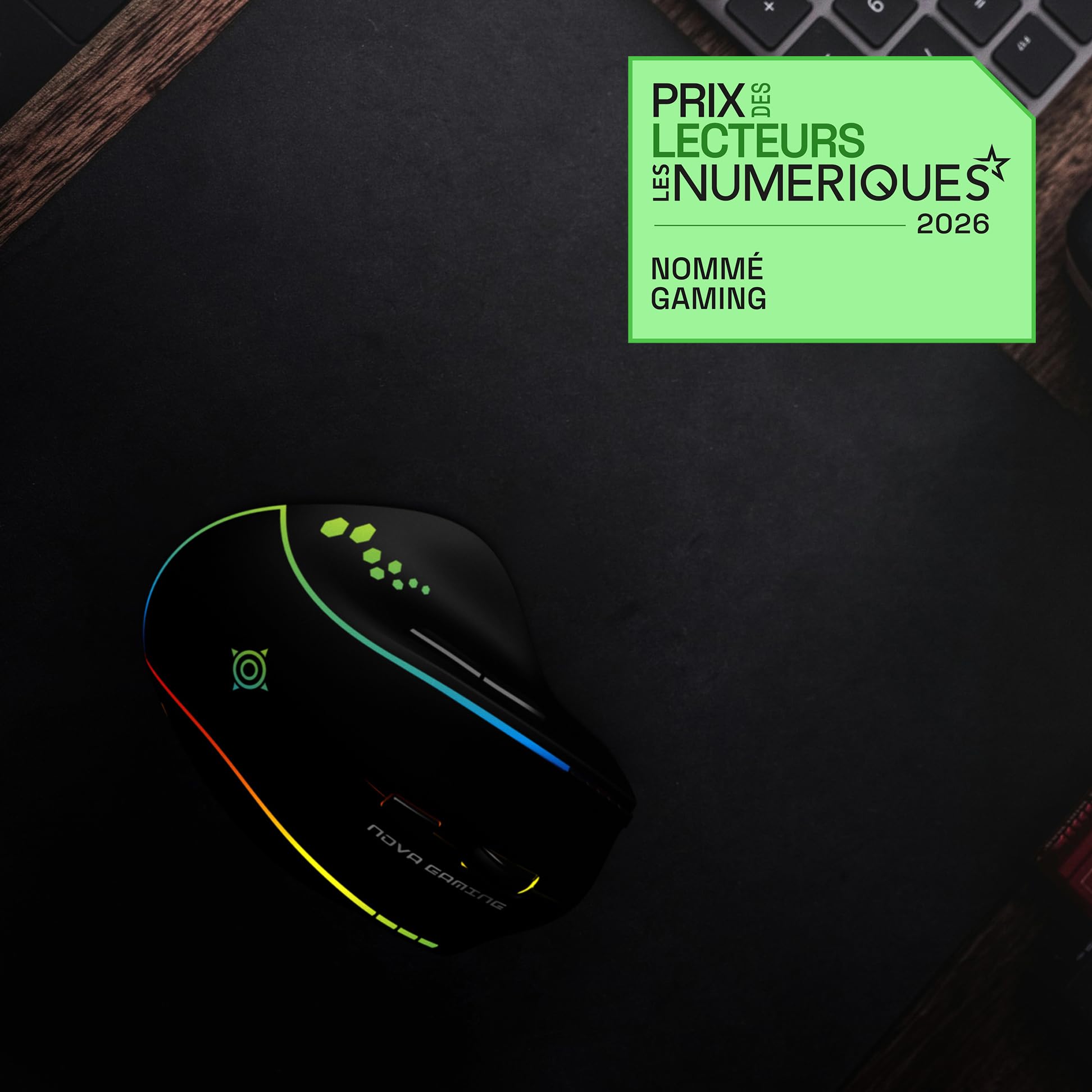 NOVA GAMING – PERSEE – Mouse Gaming Wireless RGB Programmabile – Software di personalizzazione, DPI regolabile, 9 animazioni LED, Mouse Ricaricabile