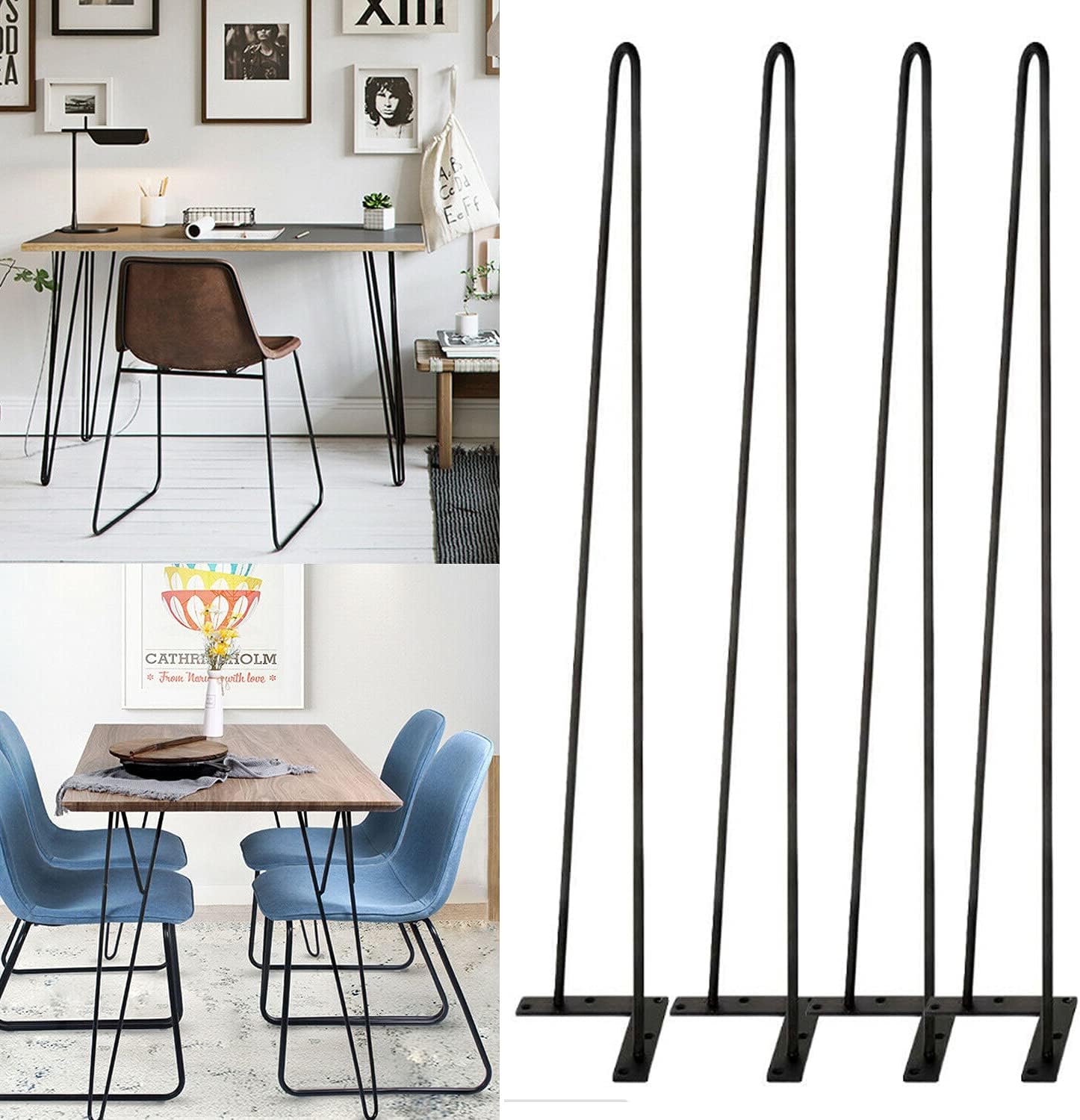 Table Legs Metal Set of 4PCS, (28″/71CM Black) Max Support