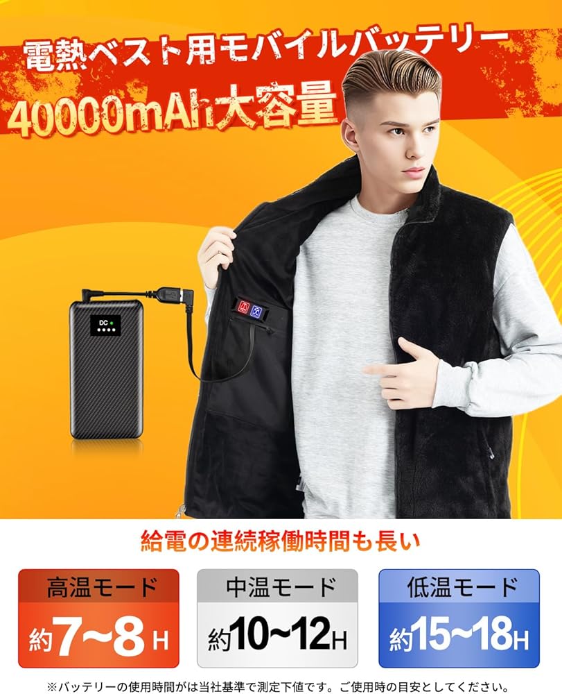 Amazon | [THEKU] 電熱ベスト バッテリー DC7.4V高出力 ヒーターベスト