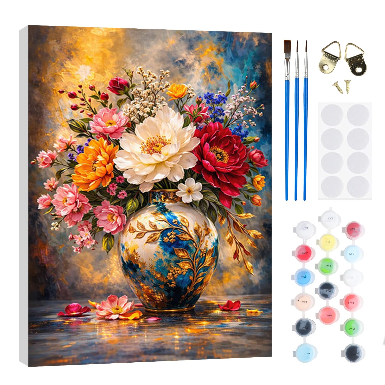RICUVED Flowers Paint By Numbers for Adults with Frame 20x30cm