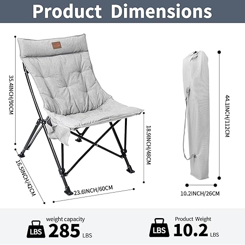 Miniatura 3 de Silla platillo para adultos, portátil, plegable, cómoda, para dormitorio, lectura, sala de estar, con bolsa de almacenamiento