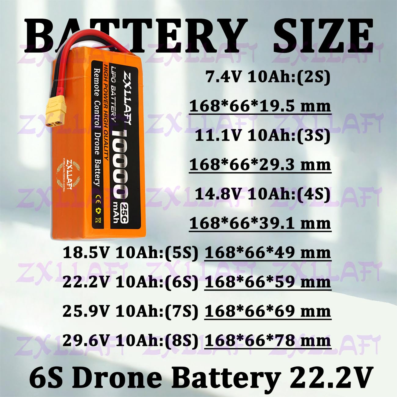Batteria Lipo 22,2 V 14,8 V 11,1 V Batteria per droni | 6S 4S 3S Batterie al litio 7,4 V 18,5 V 25,9 V 29,6 V Batterie di ricambio 25C per drone telecomandato con BMS
