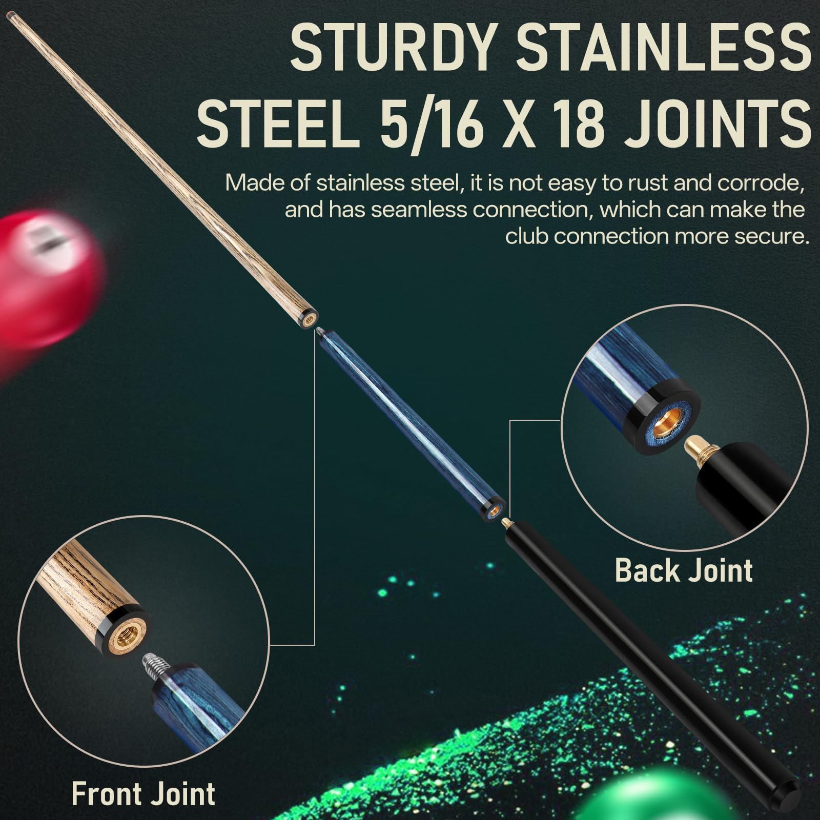 Kmise Break Jump Cue Stick, Bastone da Biliardo per Pause esplosive e salti Senza Sforzo, Stecca da Biliardo Pesante con Punta PRO da 14 mm