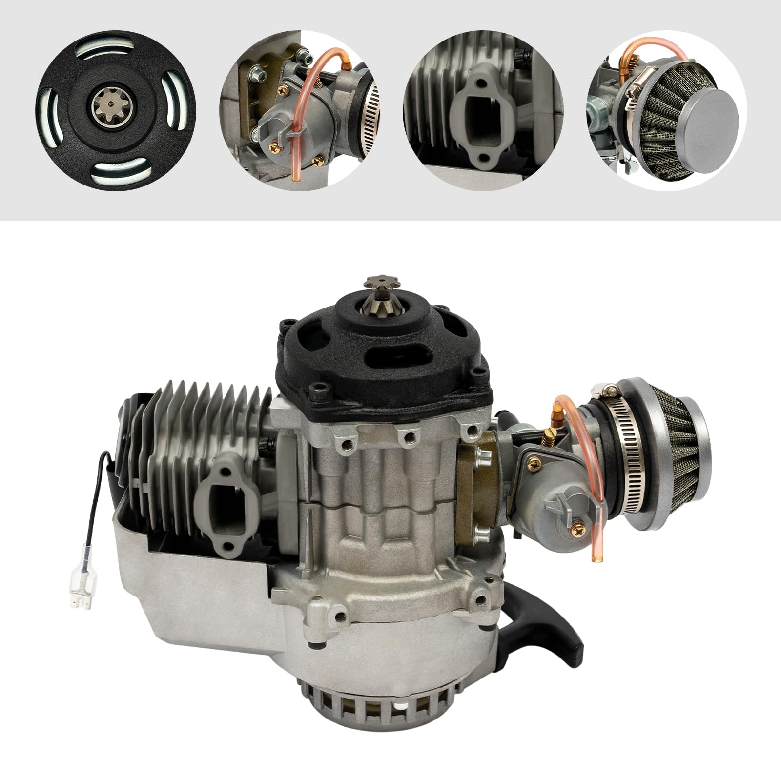 Motore a benzina da 49 cc, 2 hub, mini motore, pullstart tascabile, per motociclette a due tempi, ideale per attività all'aperto e viaggi sportivi