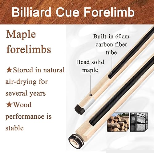 Miniatura 4 de Tacos de billar profesionales 12 construcción dividida 13MM 58 pulgadas 20 oz taco de piscina con bolsa, tubo de fibra de carbono delantera (color 4)