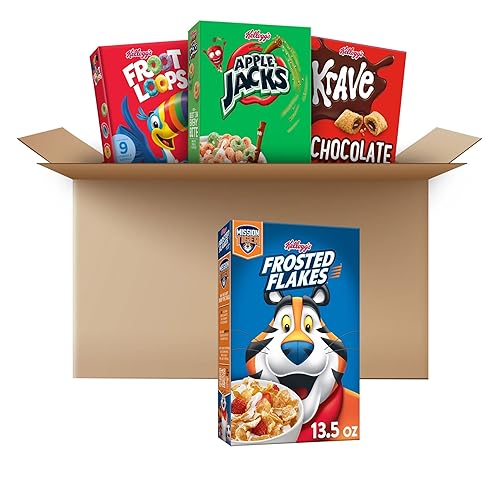 Kellogg's Cold Breakfast Cereal, Bulk Pantry Staples, Kids Snacks, Variety Pack (4 Boxes) - 11.2 Ounce (Pack of 4)