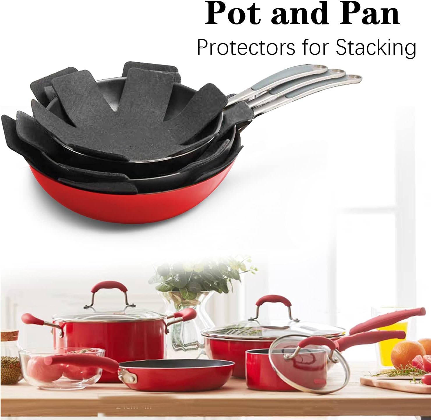 Pan and Pot Protectors for Stacking Cookware Dividers Pads Separators Pads,Set of 20 and 5 Different Sizes (15"14"12"11"10")