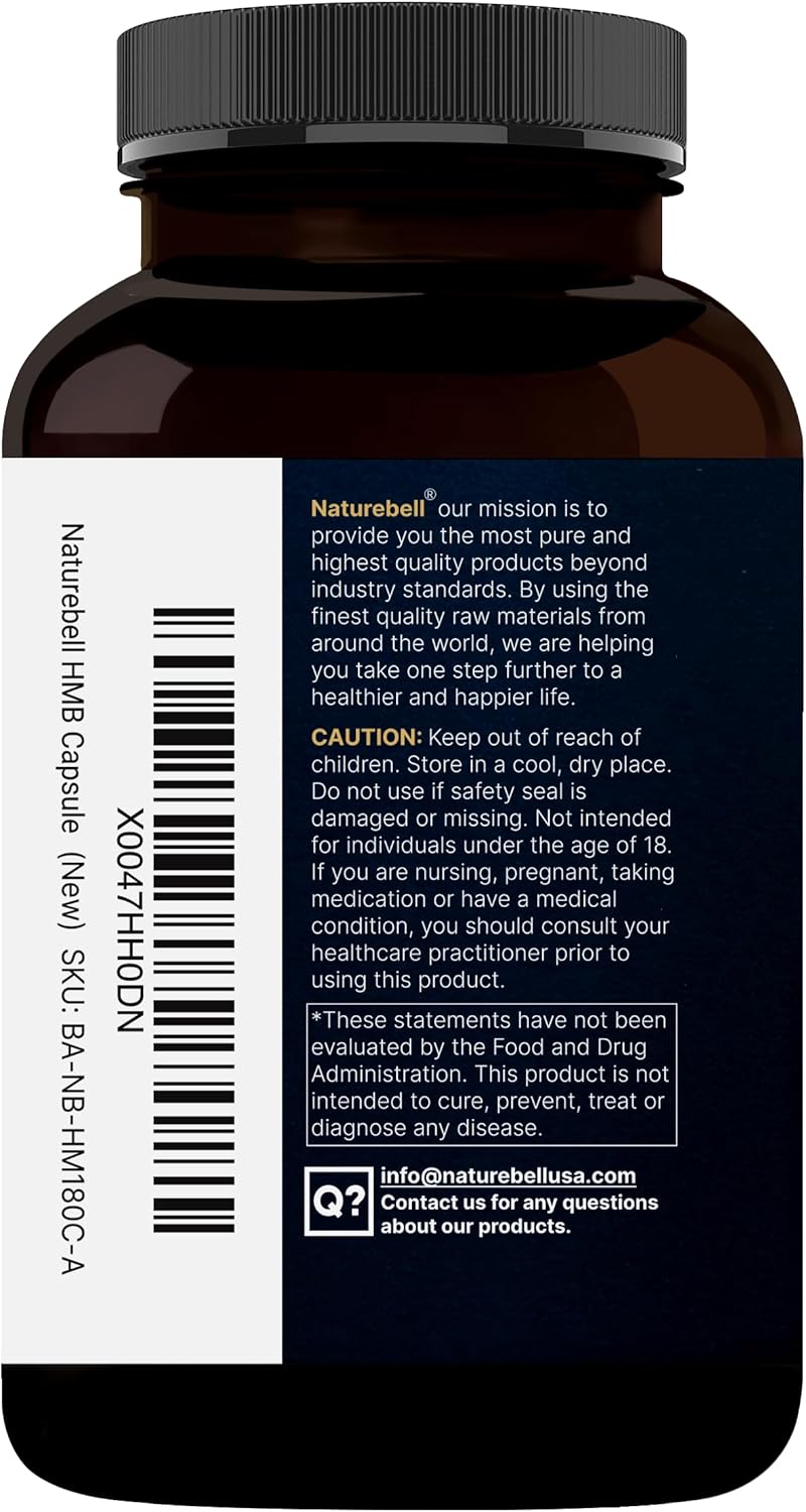 NatureBell HMB 3,000mg - 300 Capsules - Triple-Strength Supplement for Lean Muscle Mass Support - Aids Against Muscle Breakdown in Men & Women* - Non-GMO & Gluten-Free - Image 8