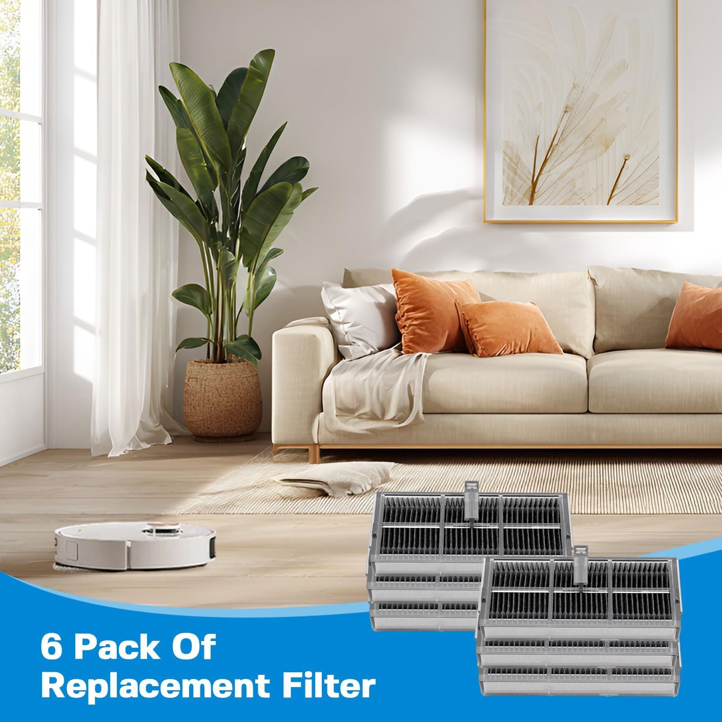 L40 Ultra Replacement HEPA Filters is compatible with Dreame X40 Ultra/L10s Pro Ultra Heat/X30 Ultra/L10s Ultra Gen 2/Mova P50 Ultra/P50 Pro Ultra/P10 Pro Ultra Robot Vacuum Filter（6 Pack）