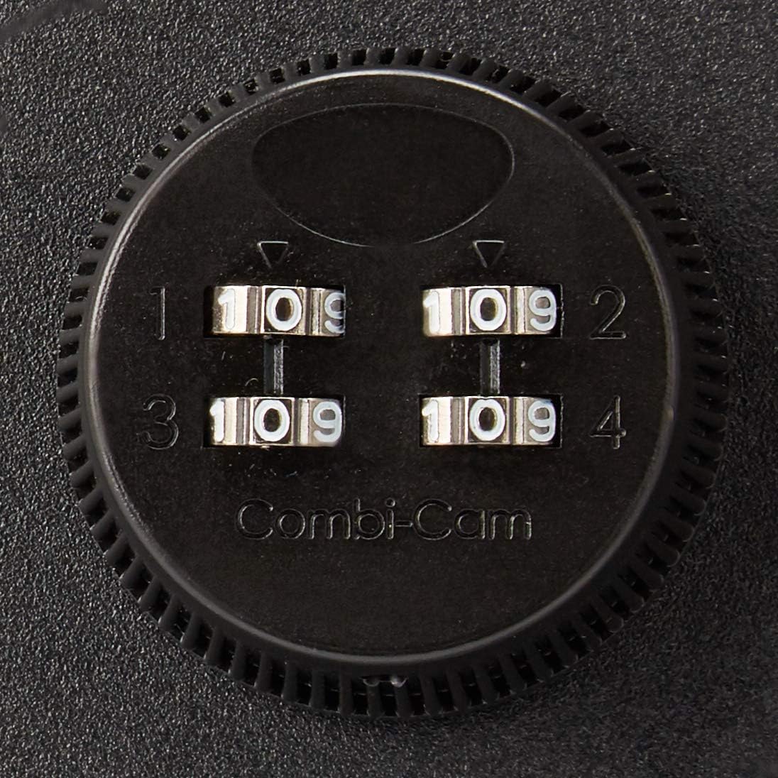 Gertutik view of the 4-digit combination lock on the safe.