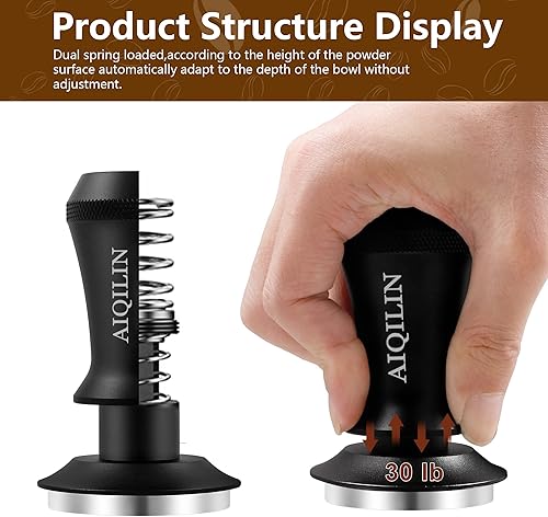 Miniatura 7 de Manipulador de café expreso, manipulador de café constante de 30 libras con doble resorte calibrado, acero inoxidable con doble resorte cargado de