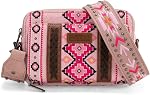 Wrangler Crossbody Bag for Women Boho Aztec Small Multi Pocket Crossover Purse