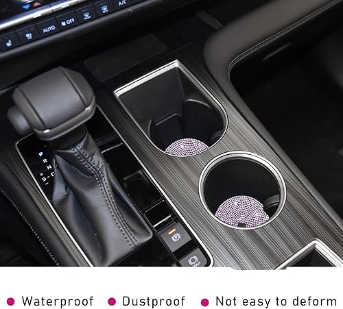 Miniatura 5 de Paquete de 2 posavasos para automóvil, antideslizantes, a prueba de golpes, universal, con diamantes de imitación de cristal brillante, accesorios