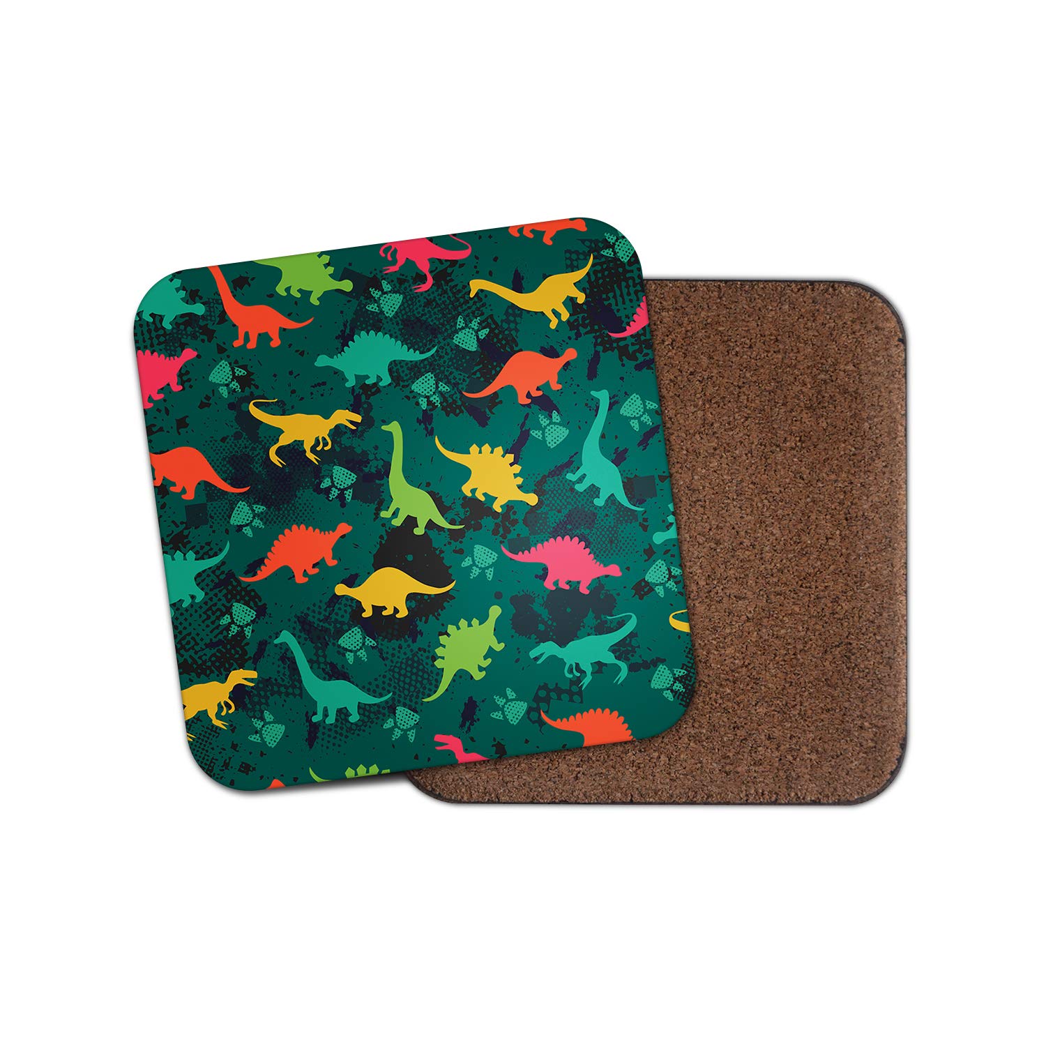 Destinationvinyl Multicolor 1 X Dinosaurs Coaster - Dinosaur Jurassic Camo Green Kids #13184
