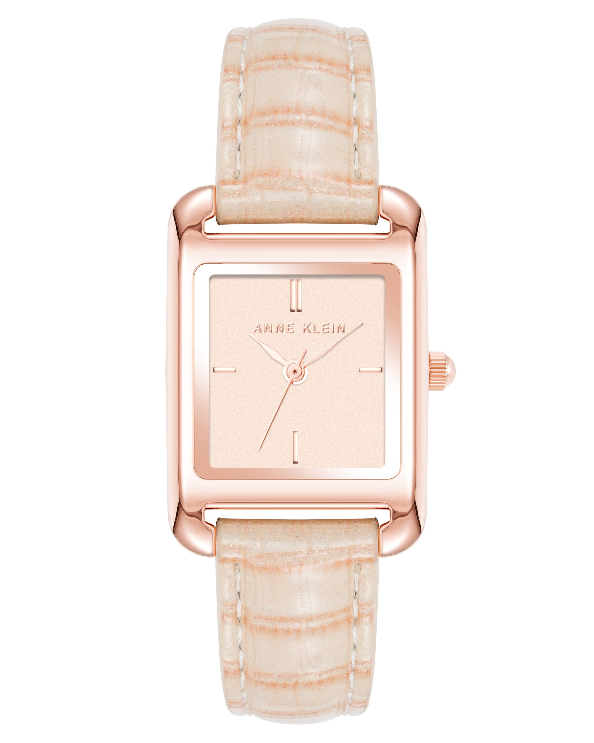 Anne KleinWomen's Shiny Croco-Grain Leather Strap Watch