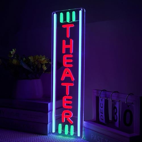 Miniatura 2 de Letrero de neón de teatro, luz LED regulable para decoración de pared, accesorios de cine en casa, luz de neón para sala de cine, decoración de bar,