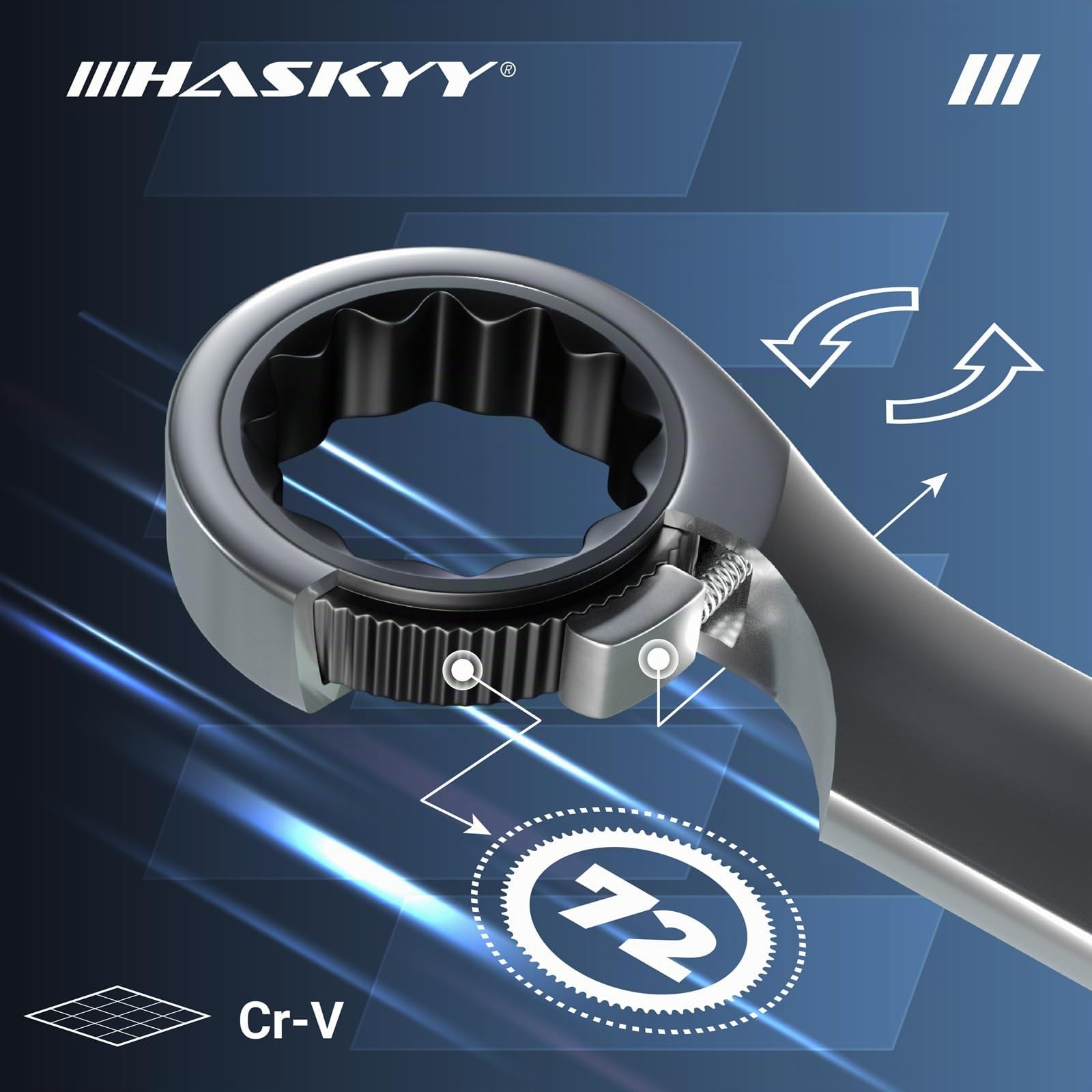HASKYY – Set di chiavi a cricchetto, 24 pezzi, da 5/32" a 1.1/4" con cricchetto a anello, set di 12 chiavi a cricchetto da 1/4" a 1" pollici/pollici per veicoli USA