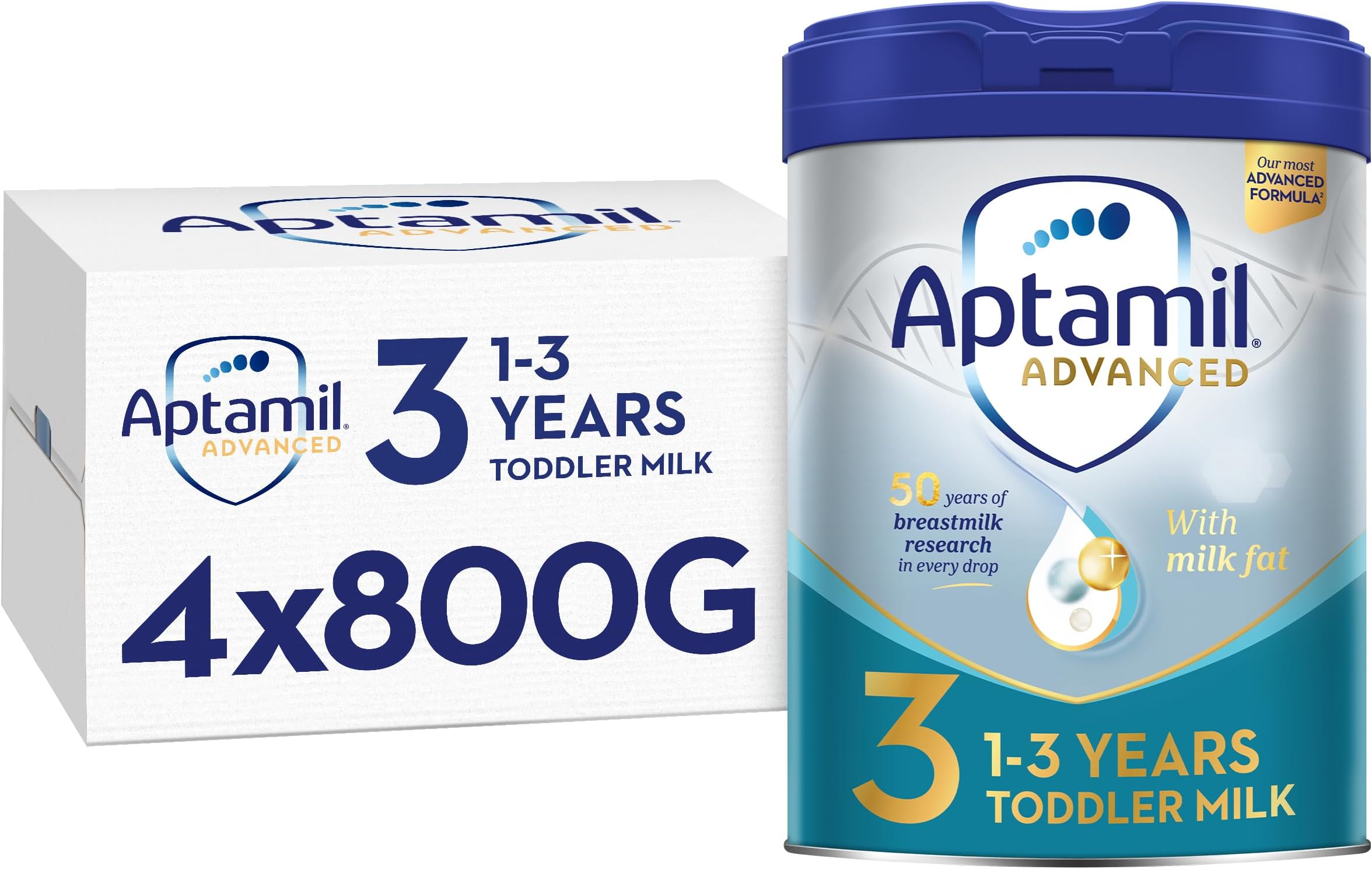 Aptamil Advanced 3 Toddler Baby Milk Powder Formula from 1 Year 800g (Pack of 4)