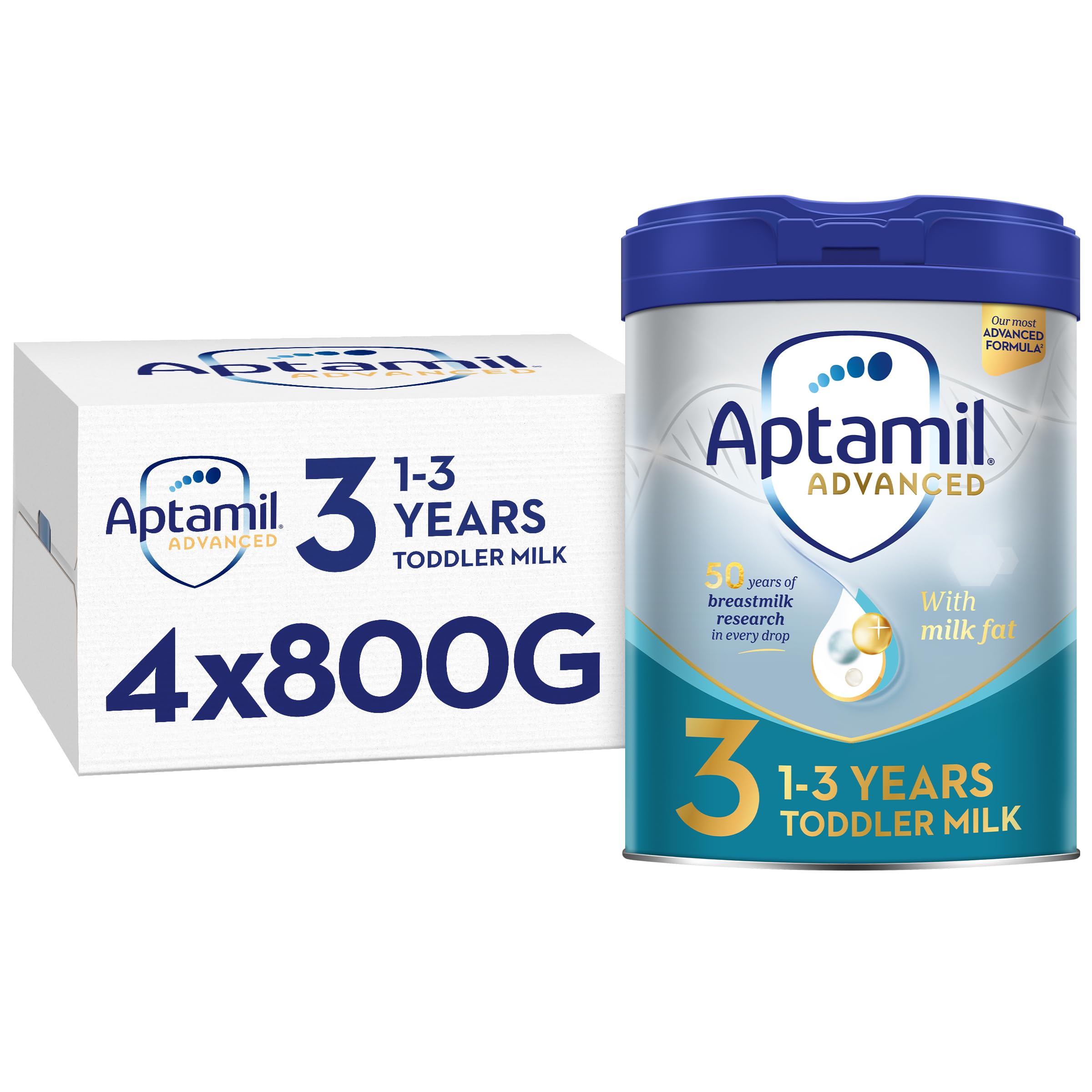 AptamilAdvanced 3 Toddler Baby Milk Powder Formula, from 1 Year, 800g (Pack of 4)