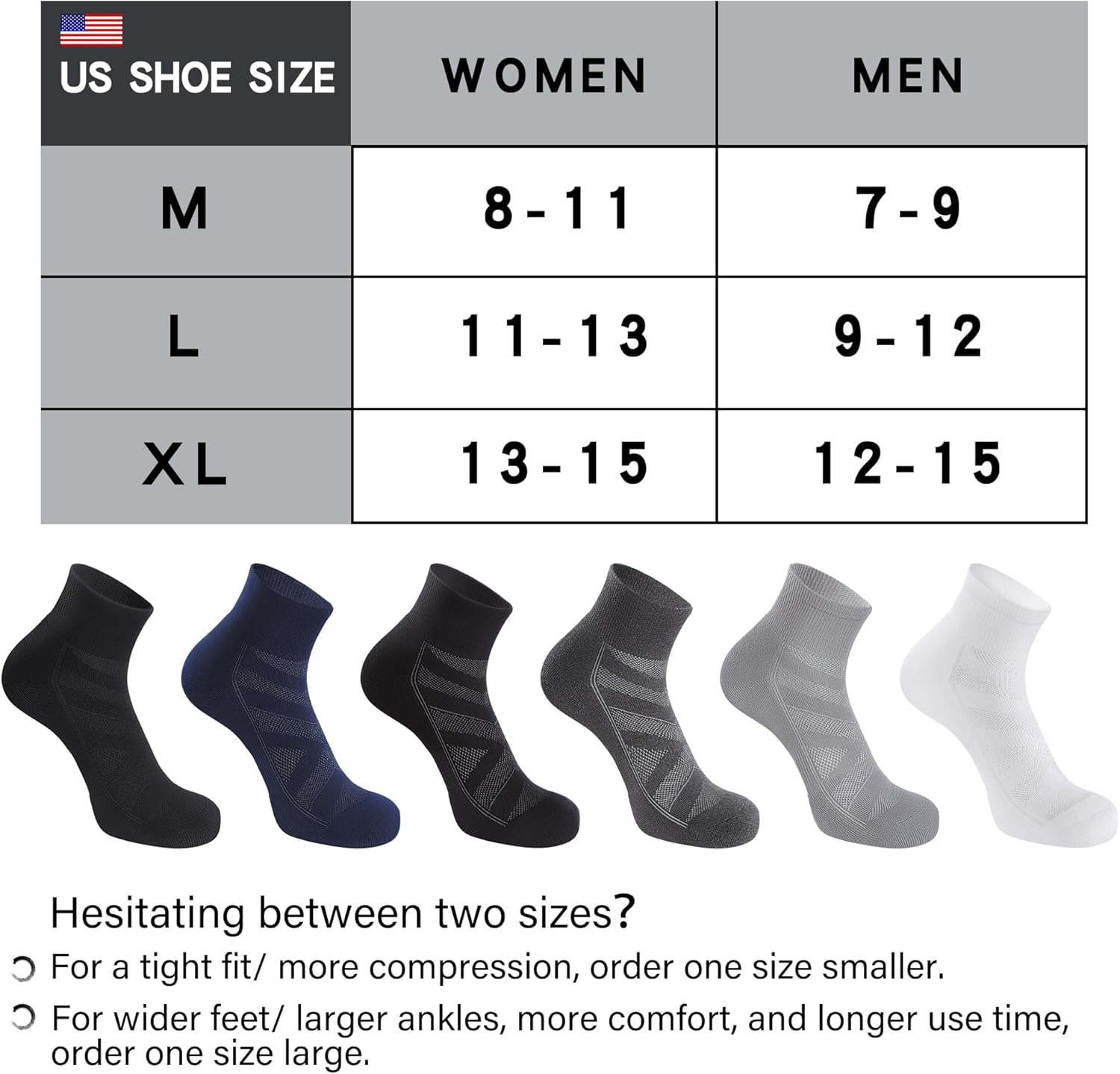 6 Pack Athletic Socks with Cushion Compression Running Ankle Socks for Men and Women - Image 2