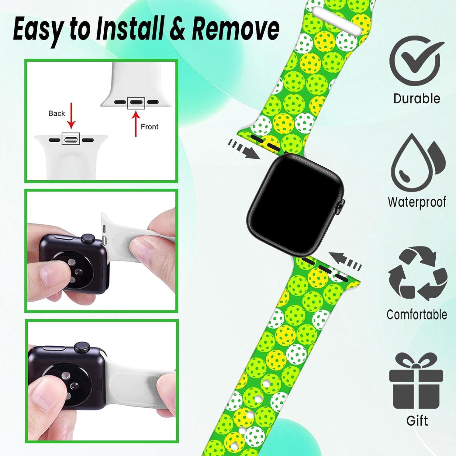 Watch Bands Compatible with Apple Watch 38mm 40mm 41mm 42mm 44mm 45mm 49mm for Women Men Silicone Wristbands Strap Replacement for IWatch Series SE 8 7 6 5 4 3 2 1 - Image 5