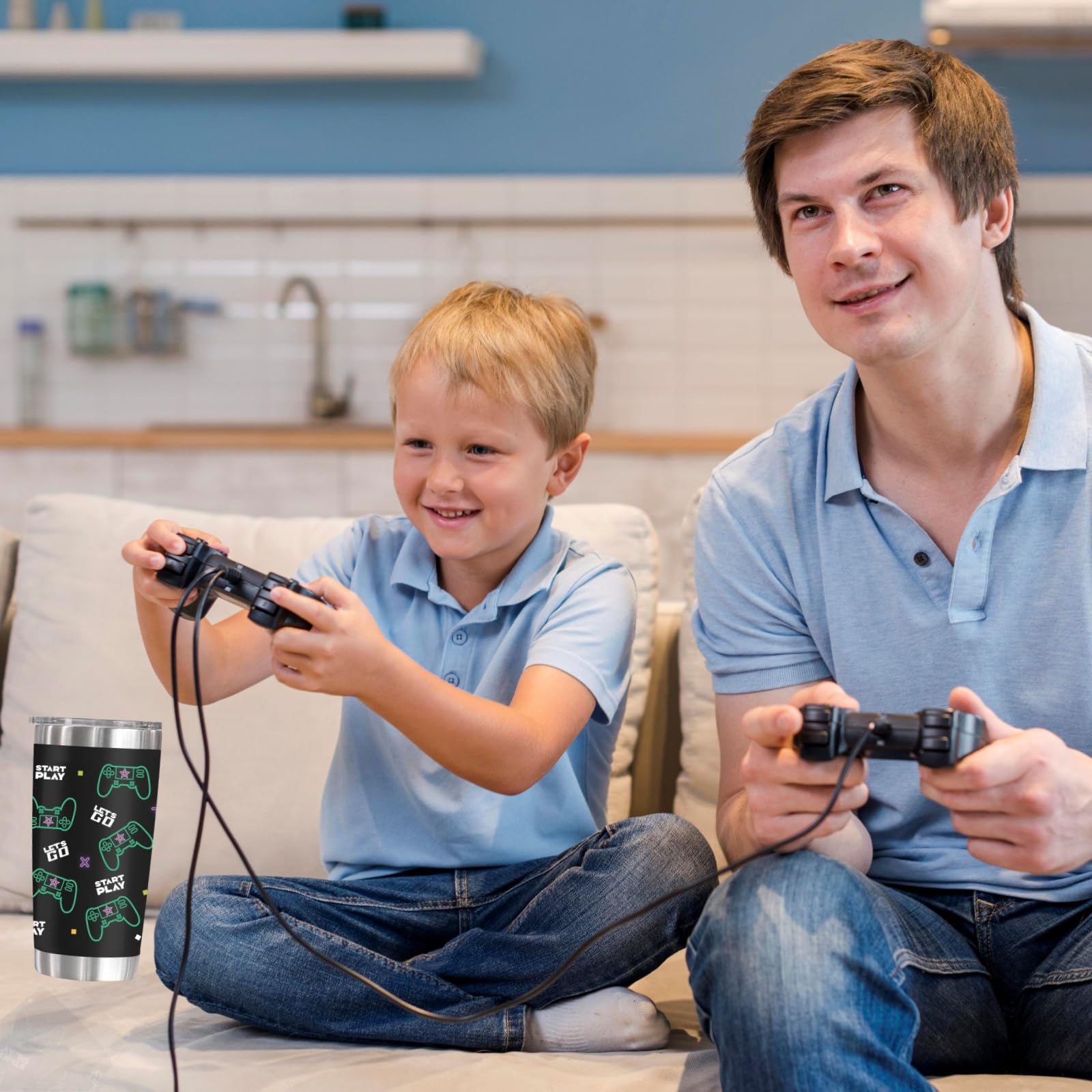 Taza para jugadores, regalo para adolescentes y niños, adolescentes, hombres, hijo, papá, novio, marido, padre, Pascua, cumpleaños, Navidad, controlador de videojuegos, taza de acero