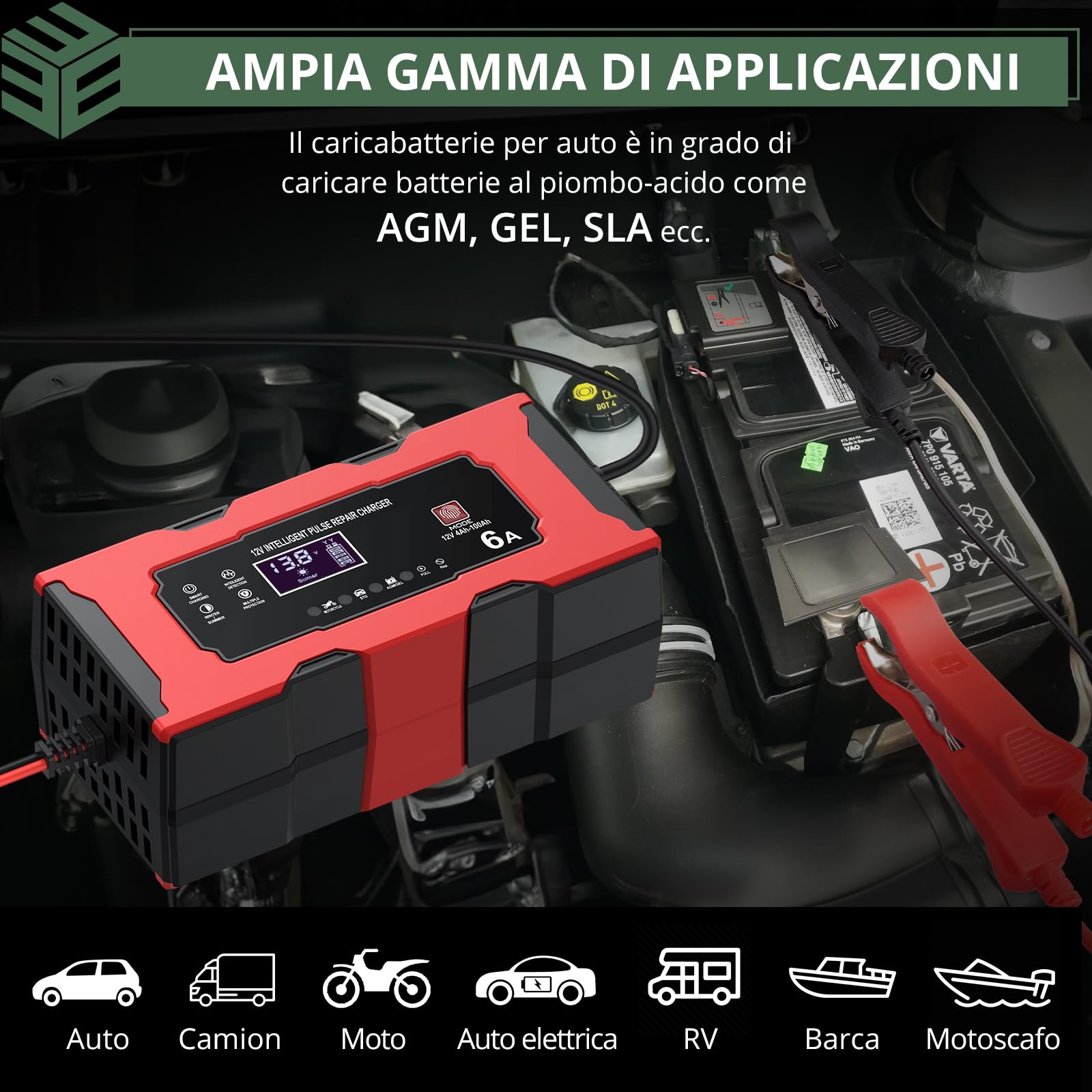 Alcapower CLX-2 Caricabatterie automatico per batterie 12V-24V al piombo e litio LiFePO4 da 18Ah a 240Ah
